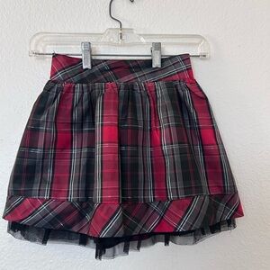 Girls Plaid Mini Skirt with Ruffle Hem